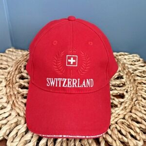 Switzerland Embroidered Red Adjustable Hat Splash Arts 100% Cotton